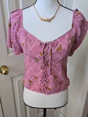 SO BRAND WOMEN'S JUNIOR SIZE MAUVE FLORAL SUMMER CROP TOP SIZE LARGE
